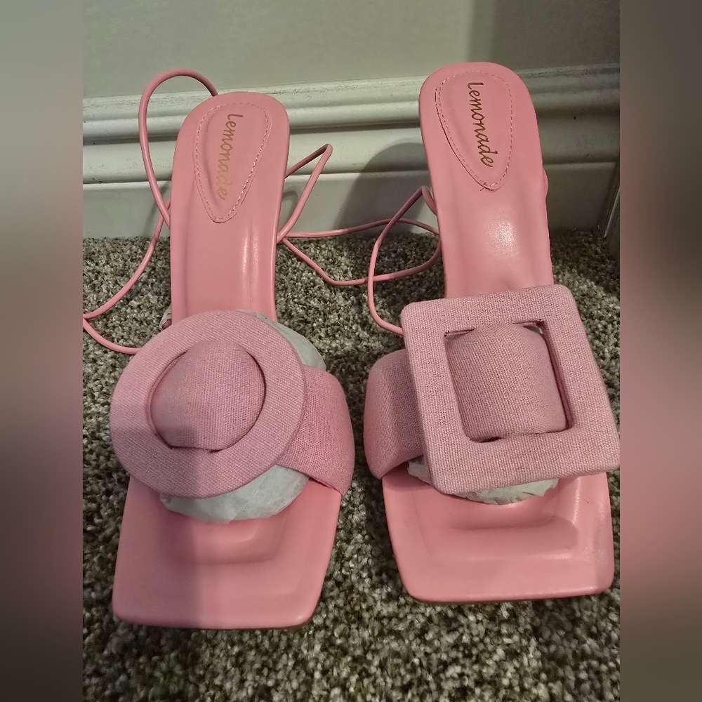 LEMONADE Layla Pink Lace-Up Sandals SZ9